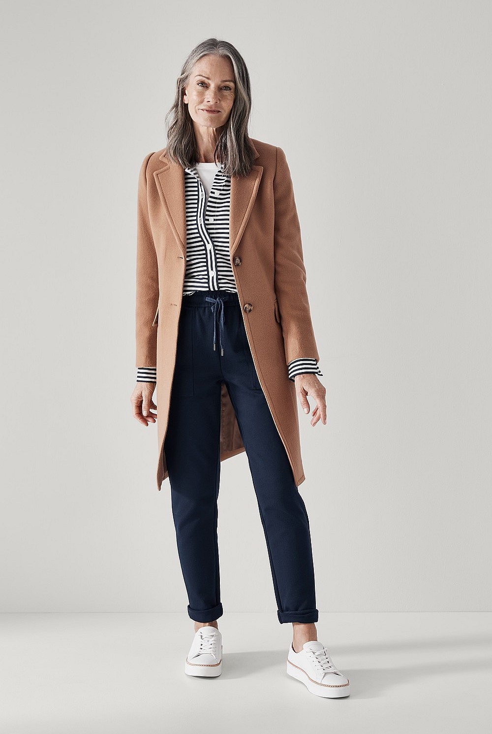 Cotton Modal Stripe Longline Shirt