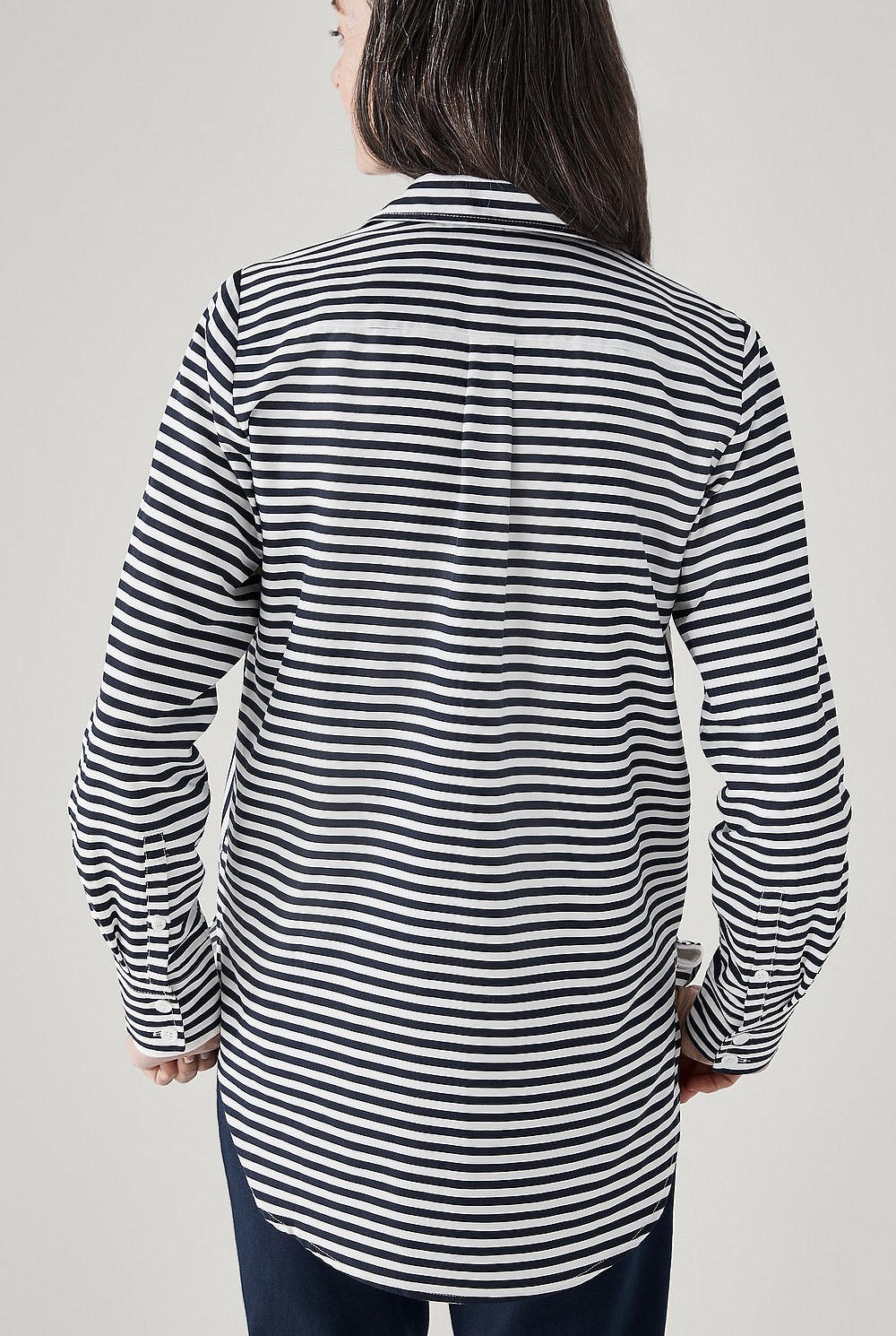 Cotton Modal Stripe Longline Shirt
