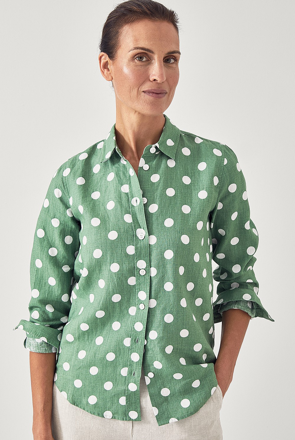 French Linen Spot Print Shirt