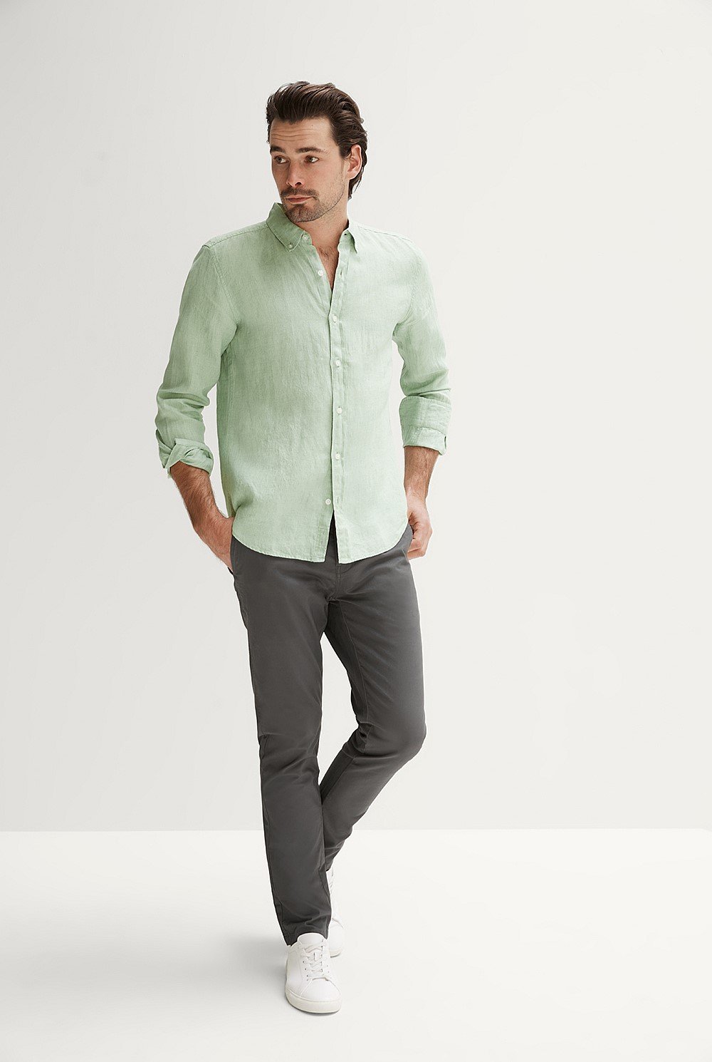 Tailored Fit Delave Linen Long Sleeve Shirt