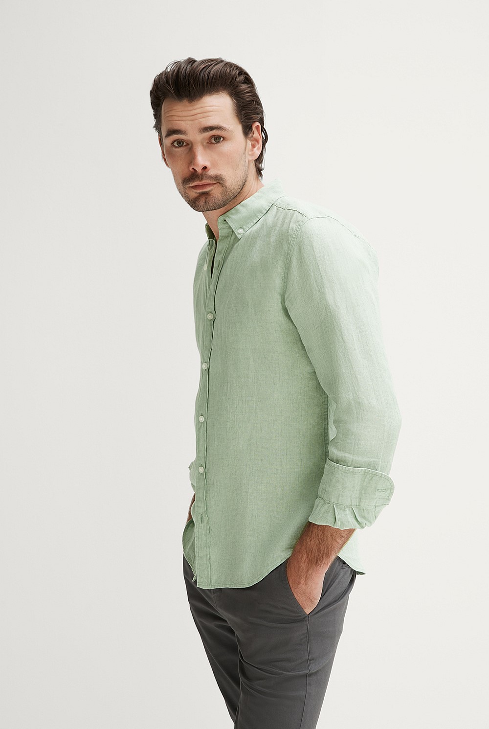 Tailored Fit Delave Linen Long Sleeve Shirt