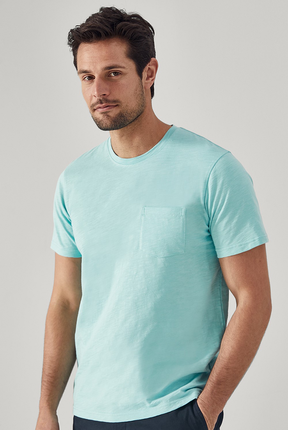 Seafoam Cotton Slub T-shirt - MEN T-Shirts | Trenery