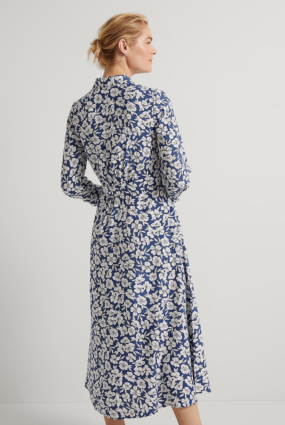 Modal Stencil Floral Shirt Dress