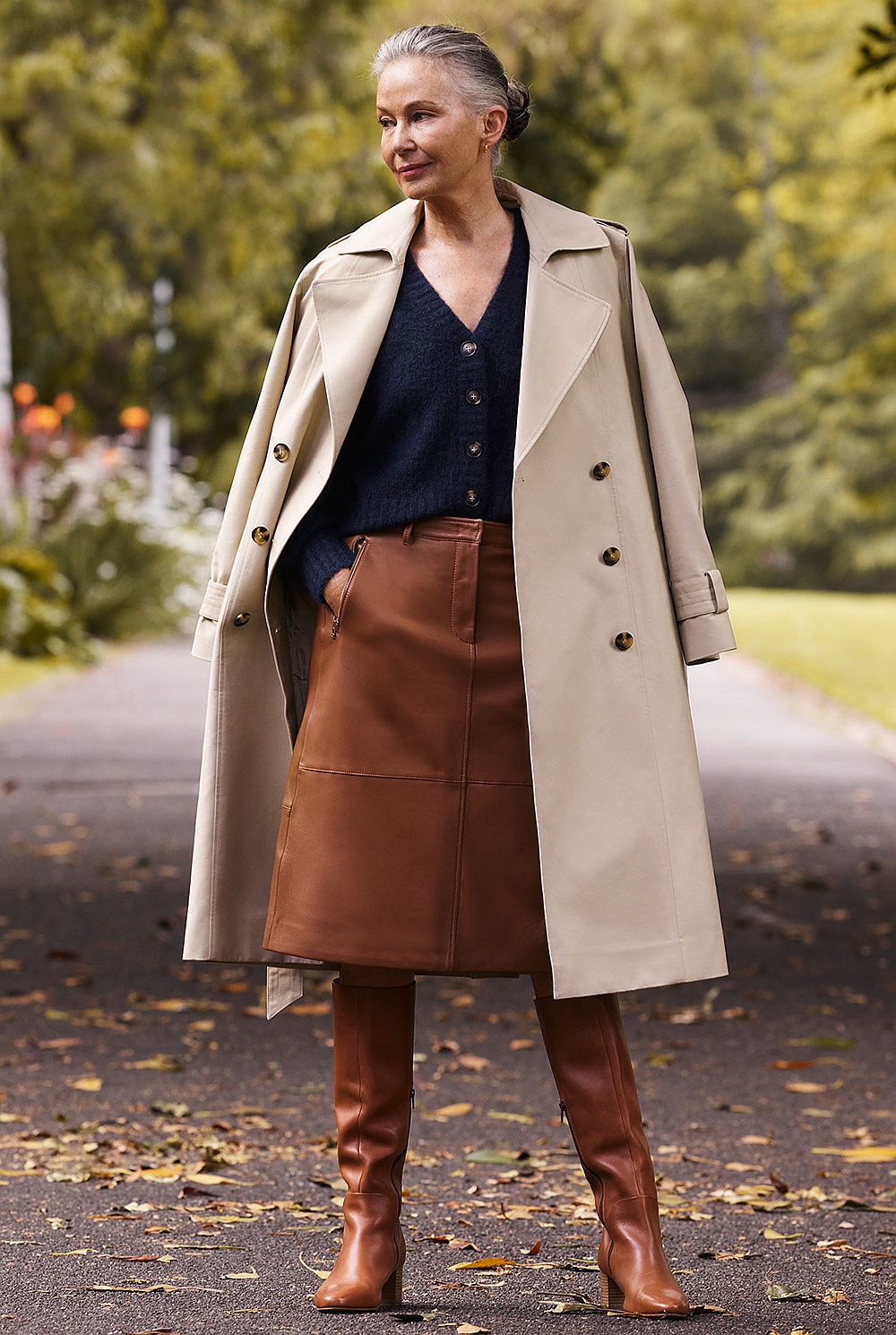 Leather A-line Skirt