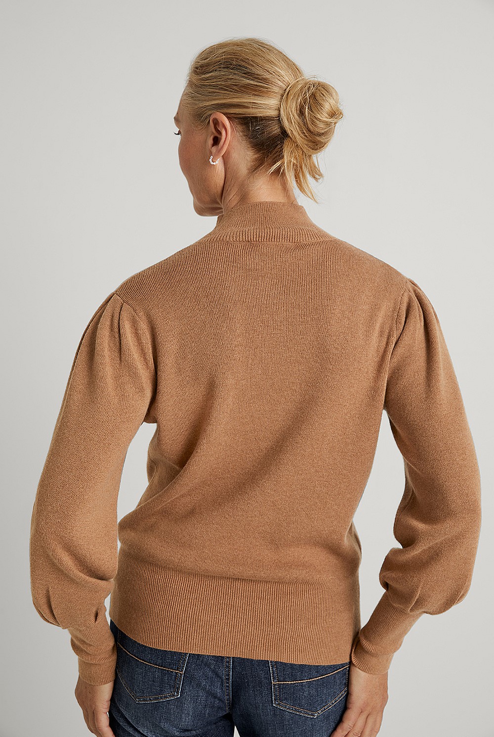 Merino Cotton Pleat Sleeve Pullover