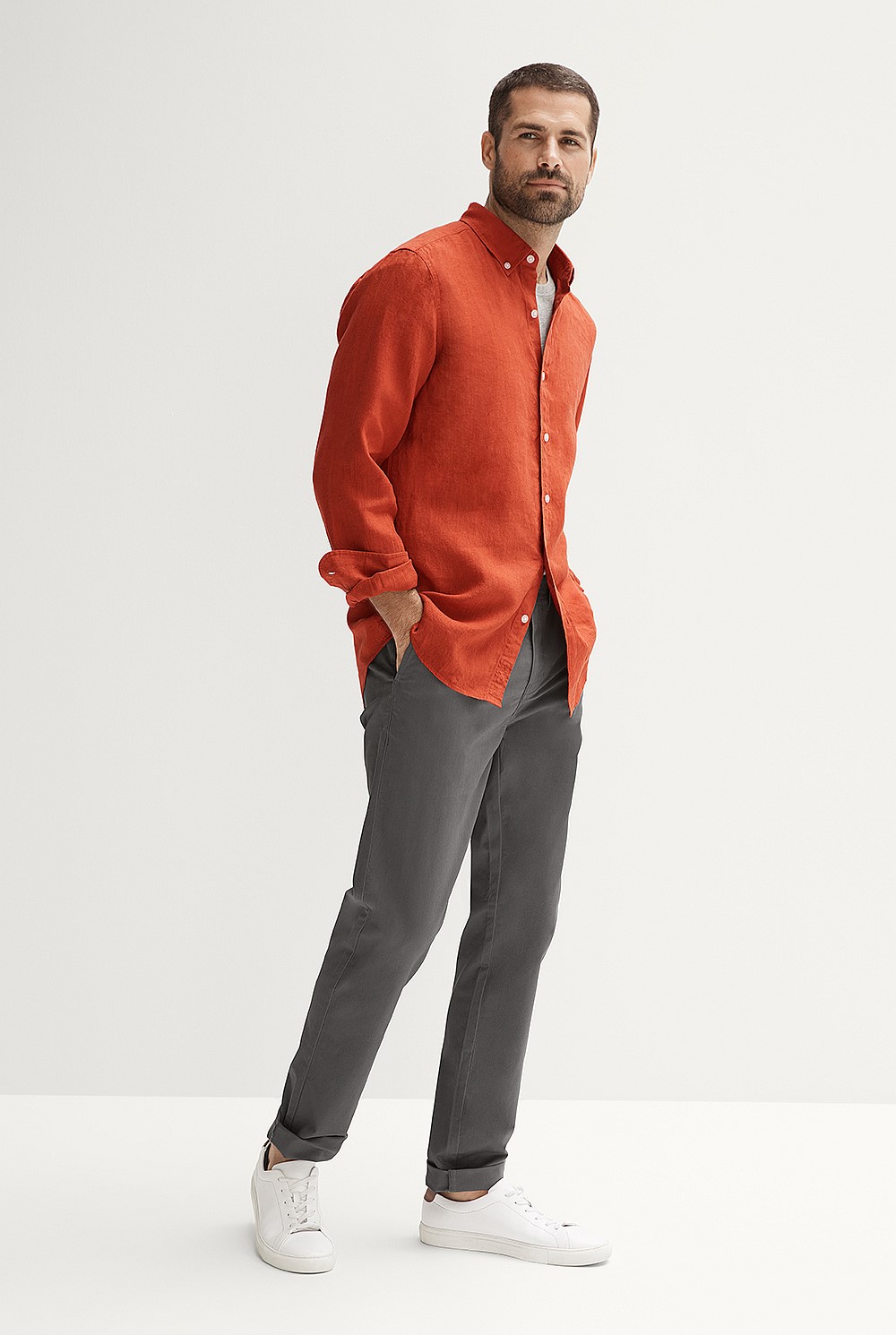 Tailored Fit Delave Linen Long Sleeve Shirt