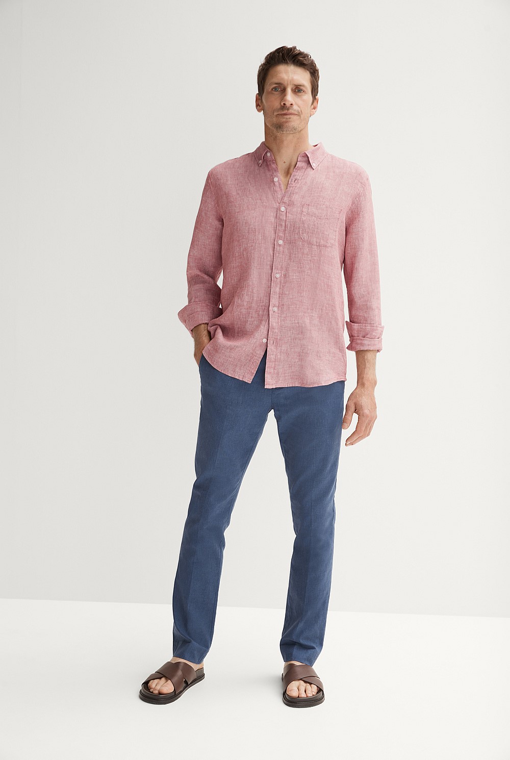 Regular Fit Delave Linen Long Sleeve Shirt