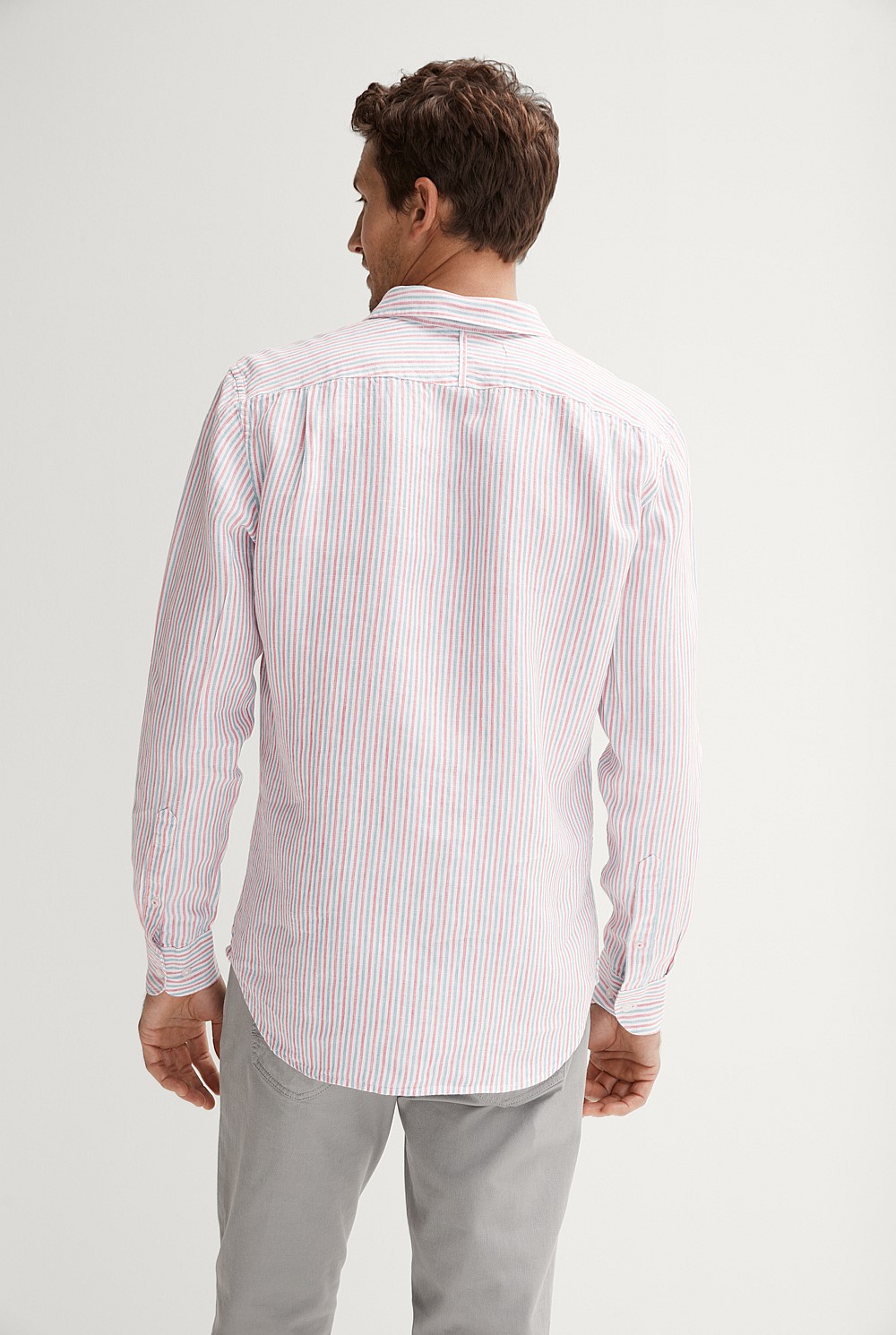 Tailored Fit Linen Yarn Dyed Bengal Stripe Shirt