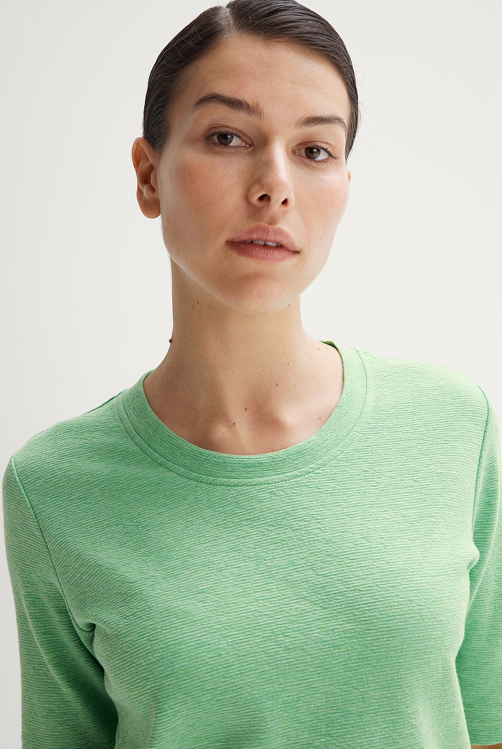 Cotton Ottoman Marle Half Sleeve T-shirt