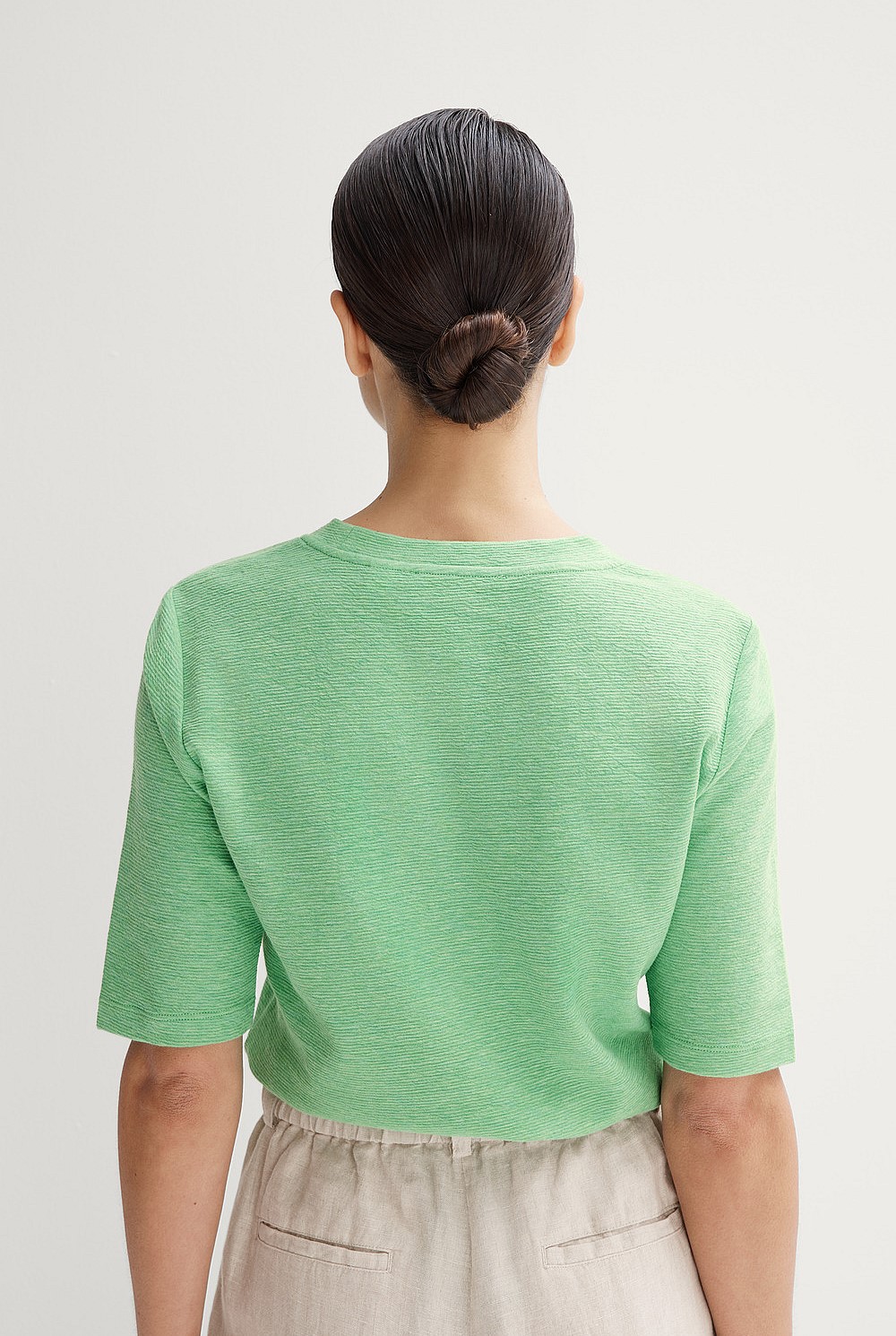 Cotton Ottoman Marle Half Sleeve T-shirt