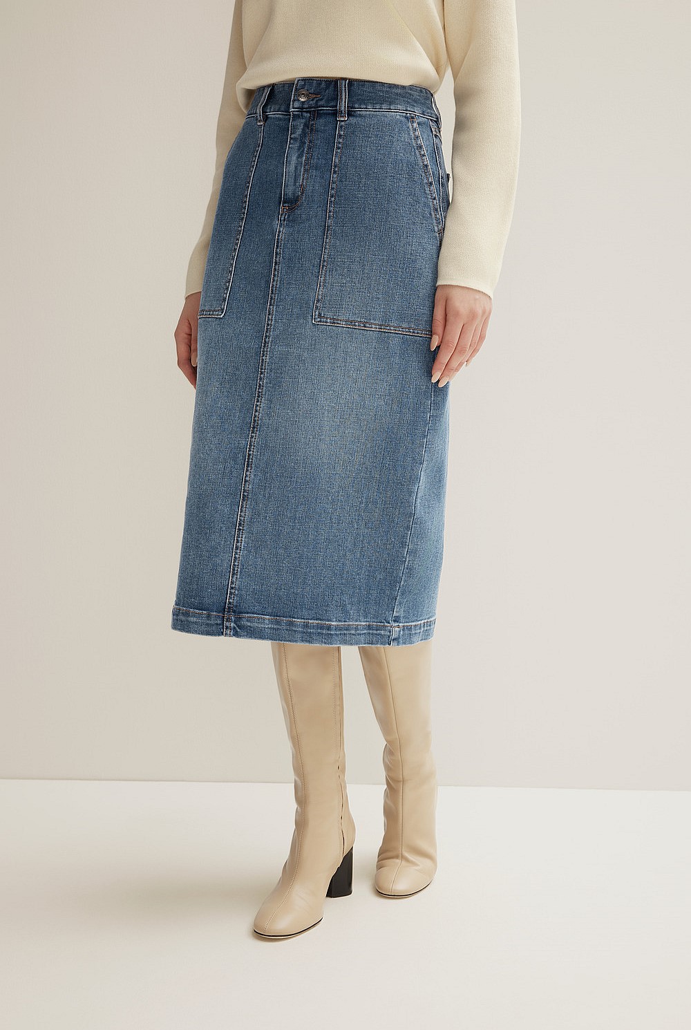 Longline Denim Skirt