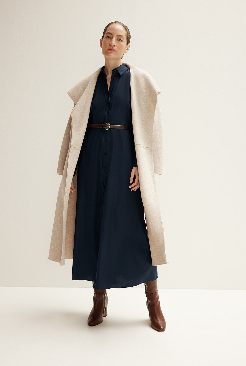 Cotton Modal Belted Shirt Dress
