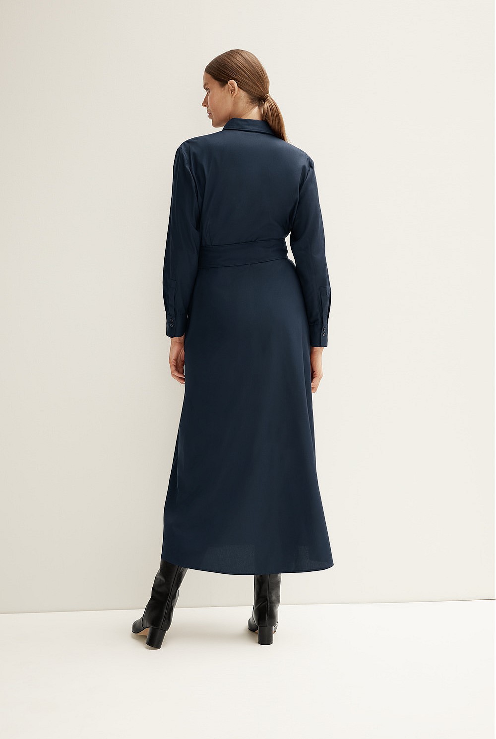 Cotton Modal Belted Shirt Dress