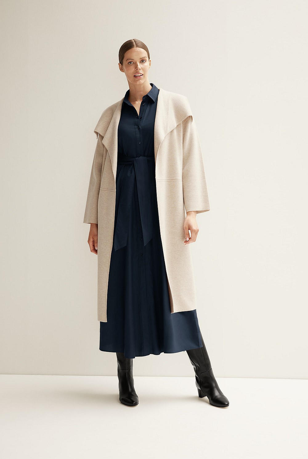 Cotton Modal Belted Shirt Dress