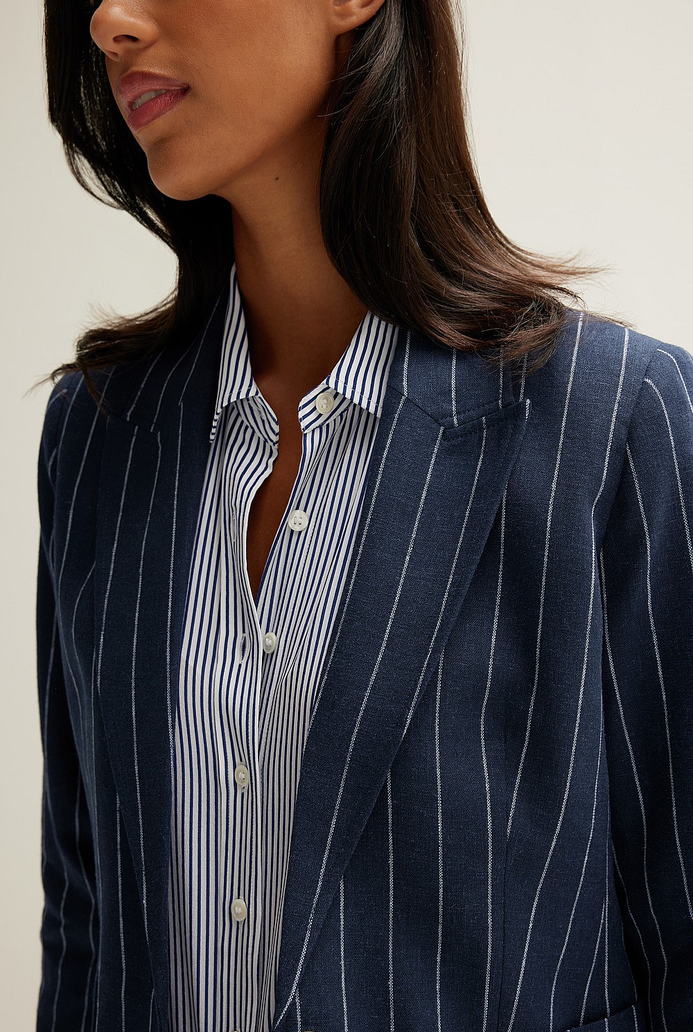 Single Breasted Pinstripe Blazer