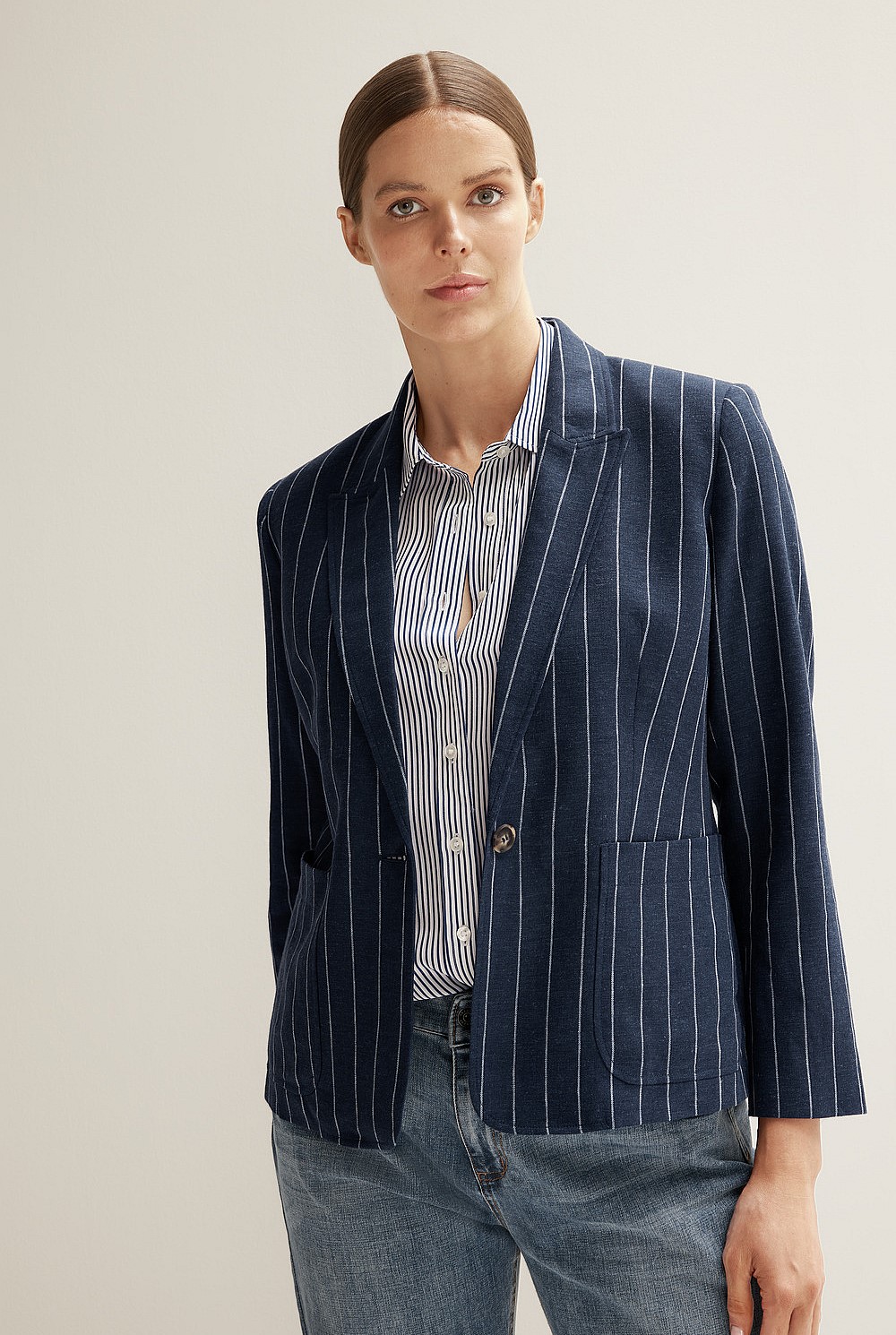 Single Breasted Pinstripe Blazer