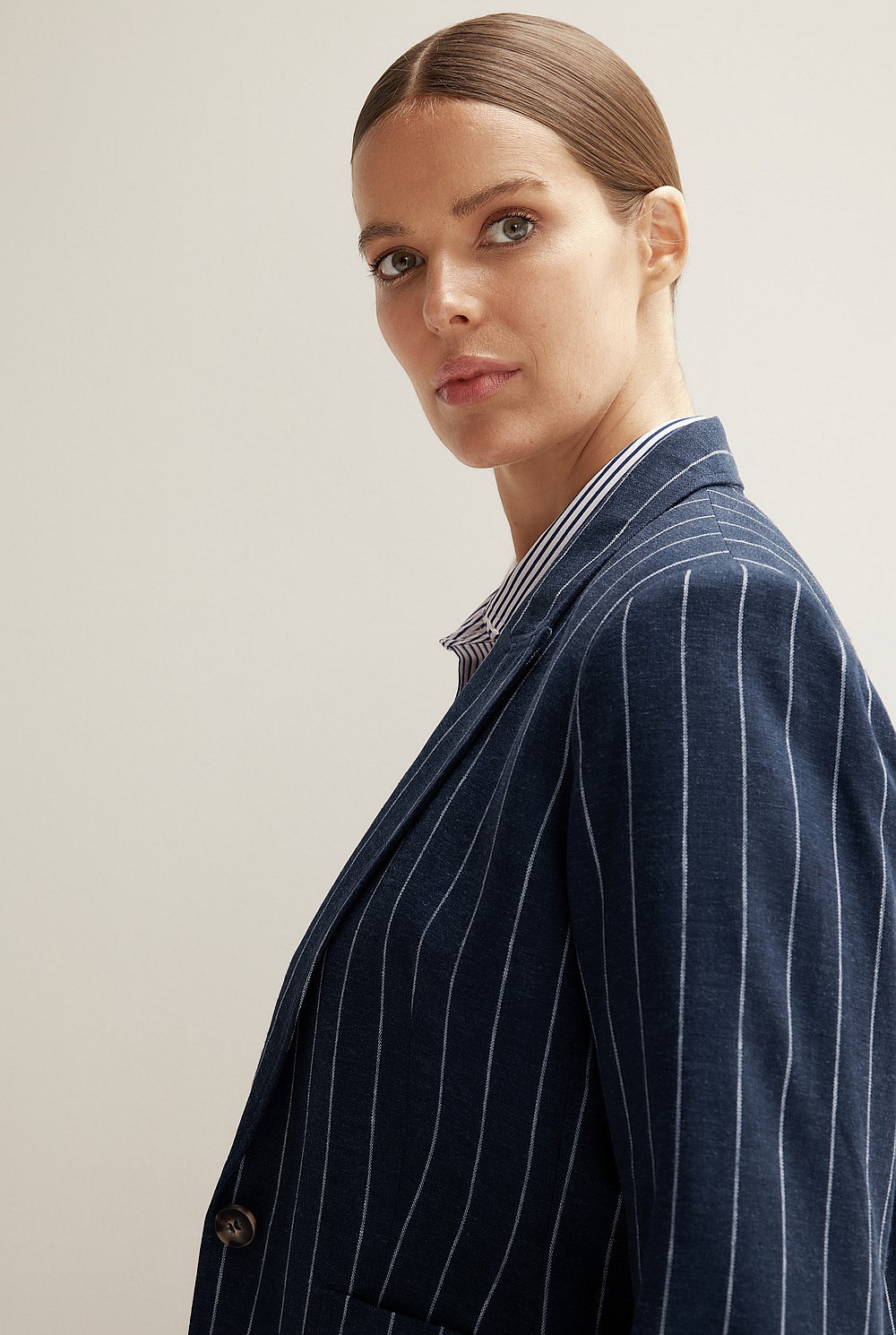 Single Breasted Pinstripe Blazer