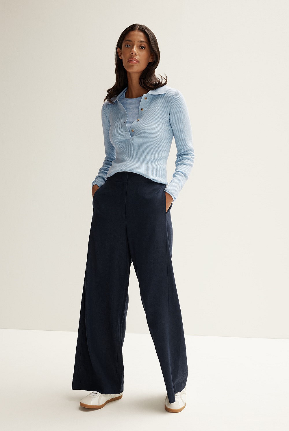 Thyra Wool Top - Reverse Denim Stripe