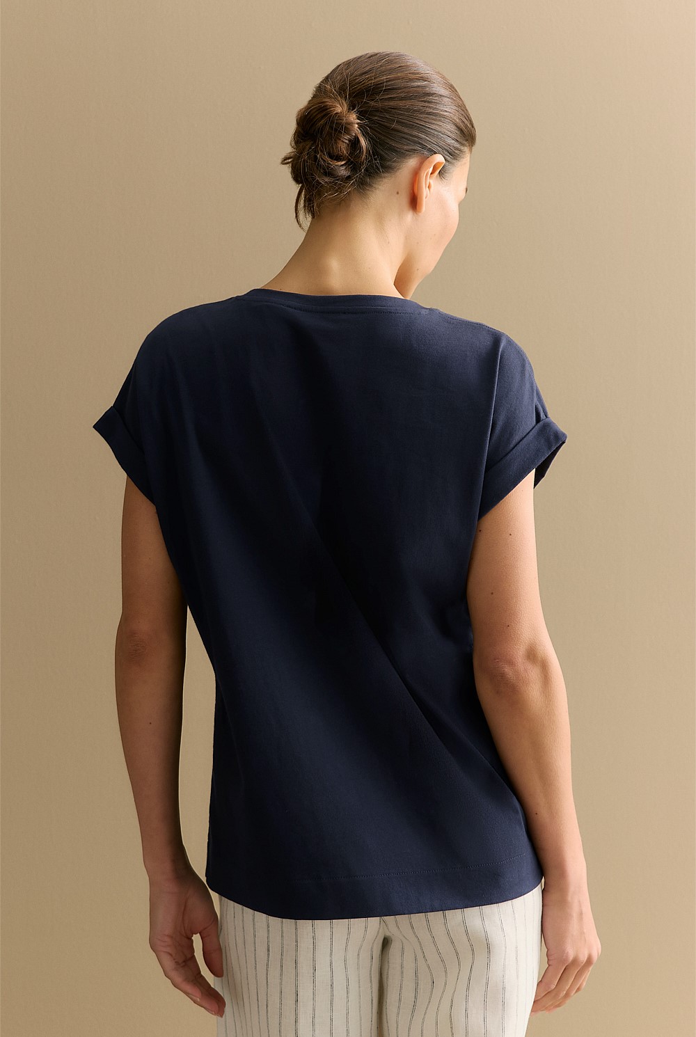 Pima Cotton Cuff Sleeve T-shirt