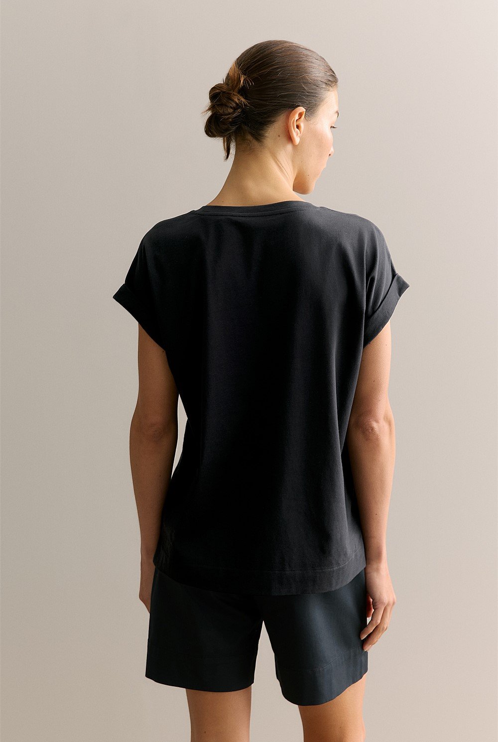 Pima Cotton Cuff Sleeve T-shirt