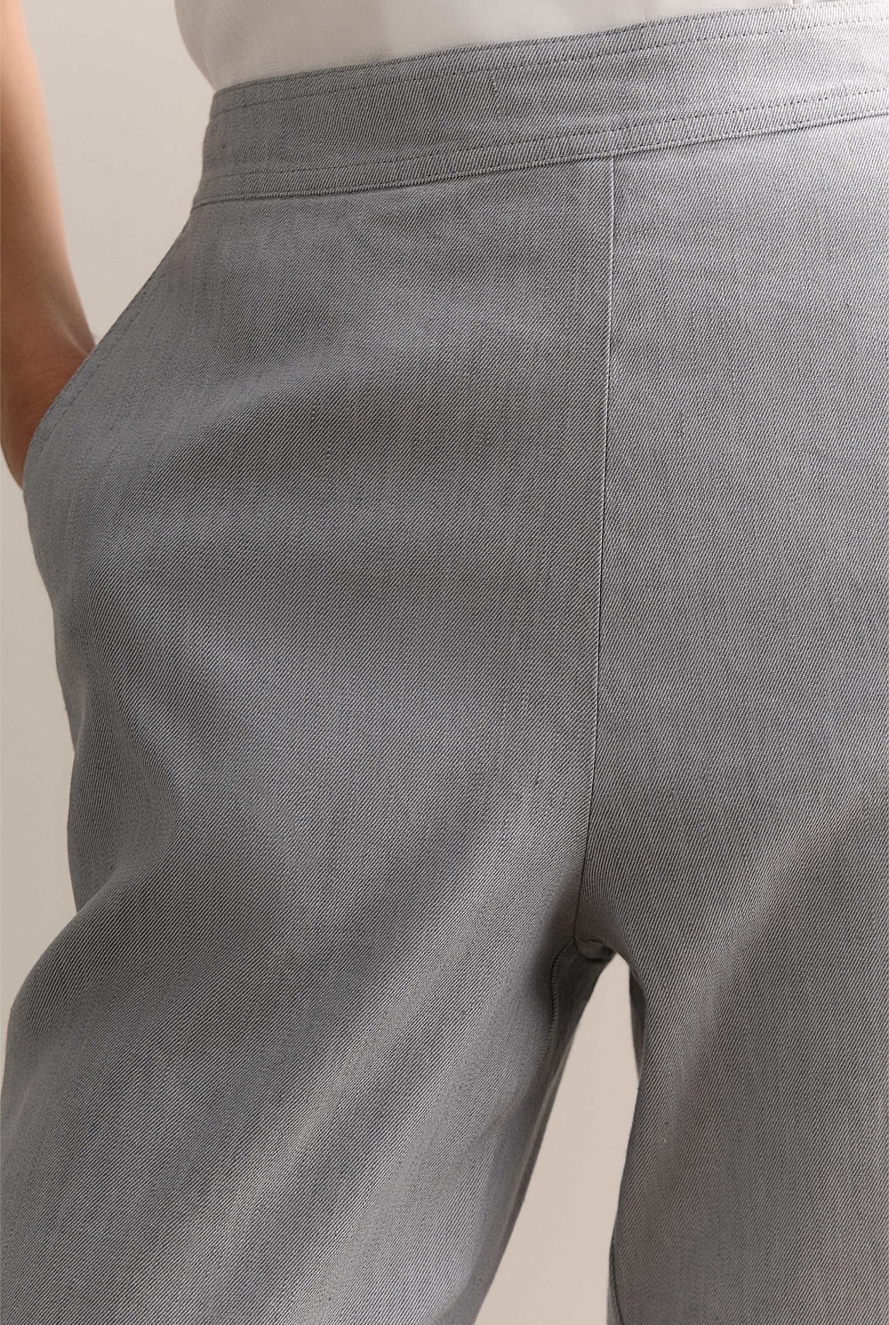 Yarn Dyed Stretch Linen Blend Pull On Pant