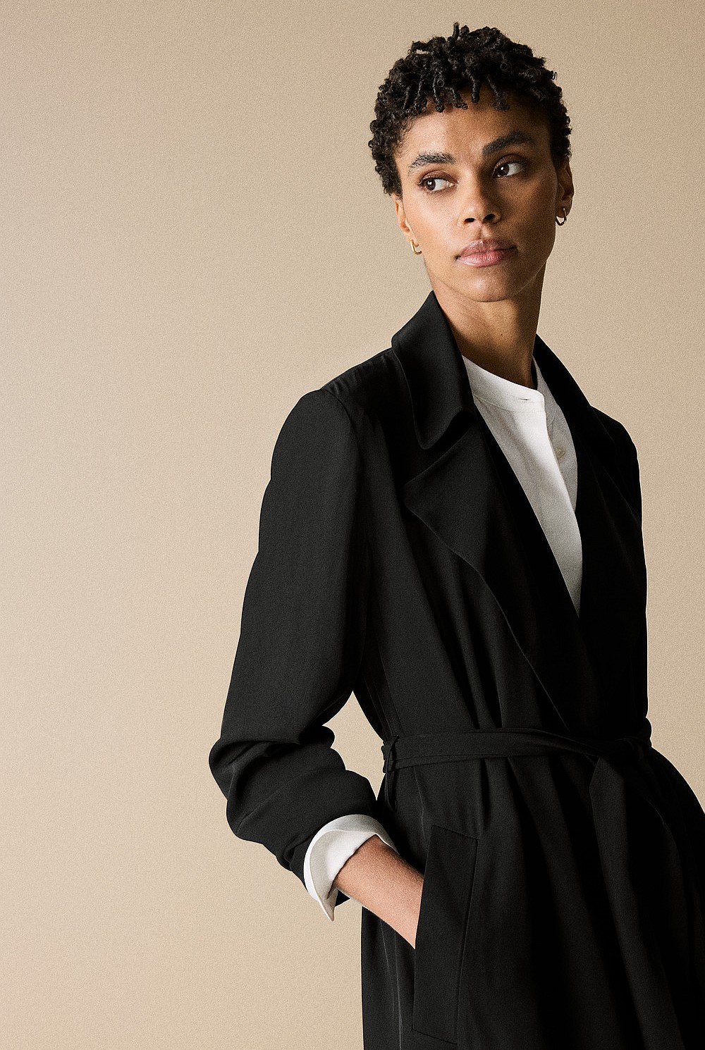 Draped Trench Coat