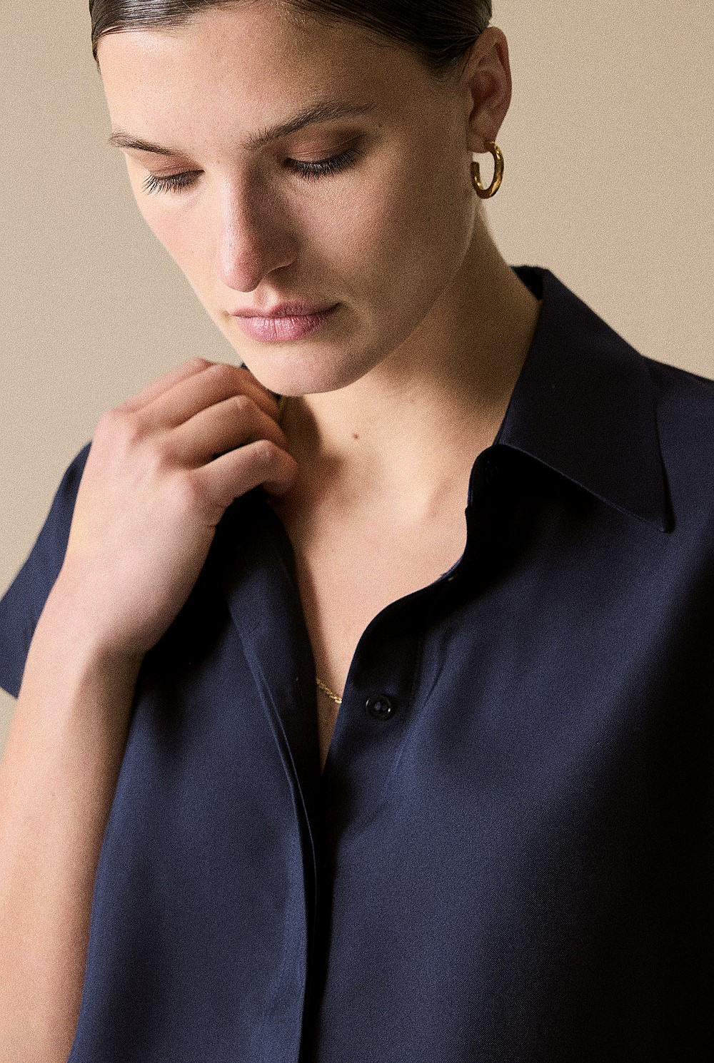Silk Twill Cap Sleeve Shirt