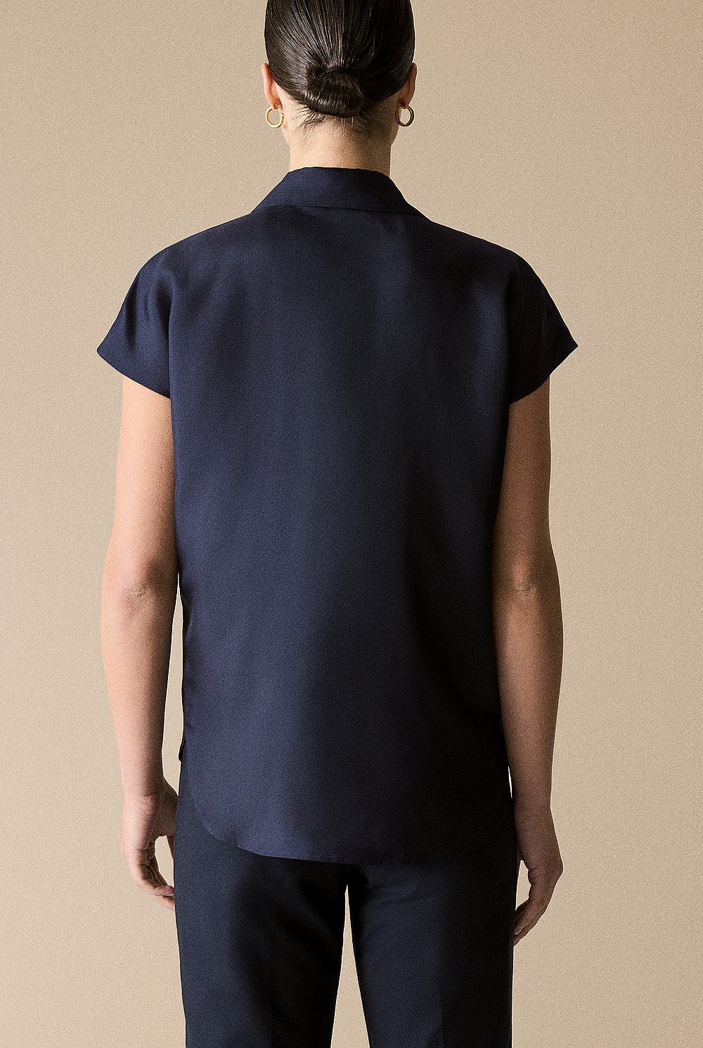 Silk Twill Cap Sleeve Shirt