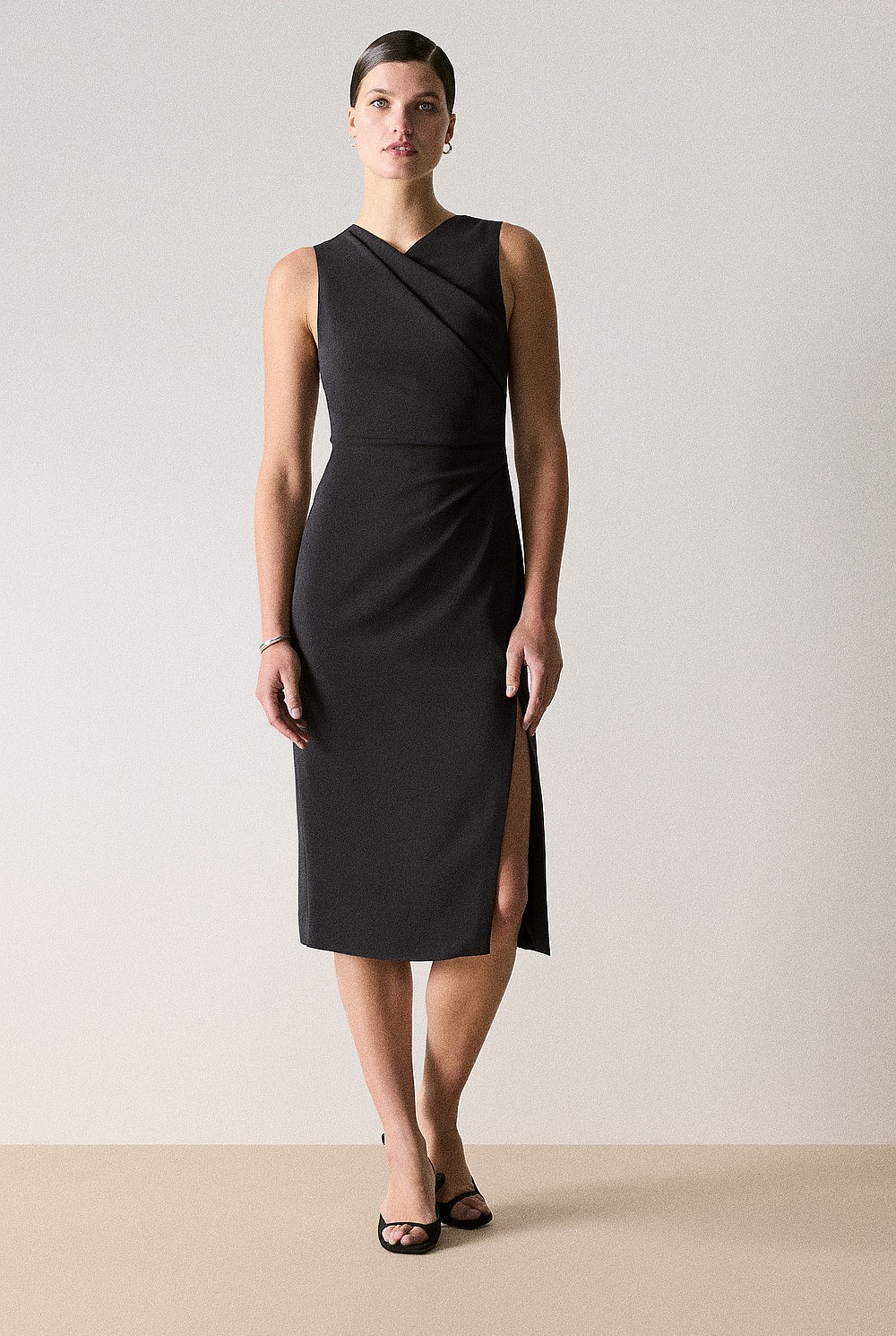 Wrap Effect Midi Dress