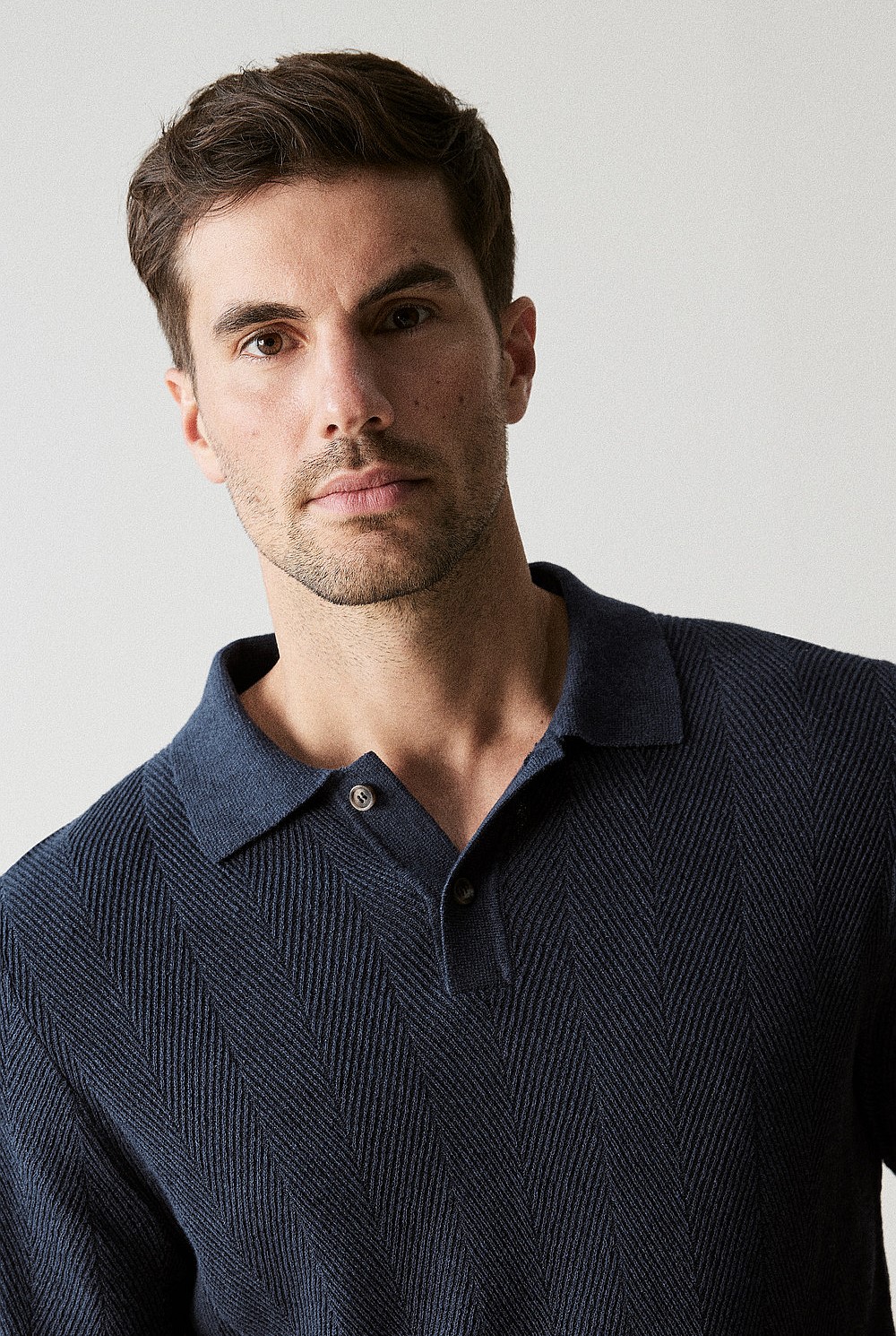 Linen Cotton Textured Stitch Polo