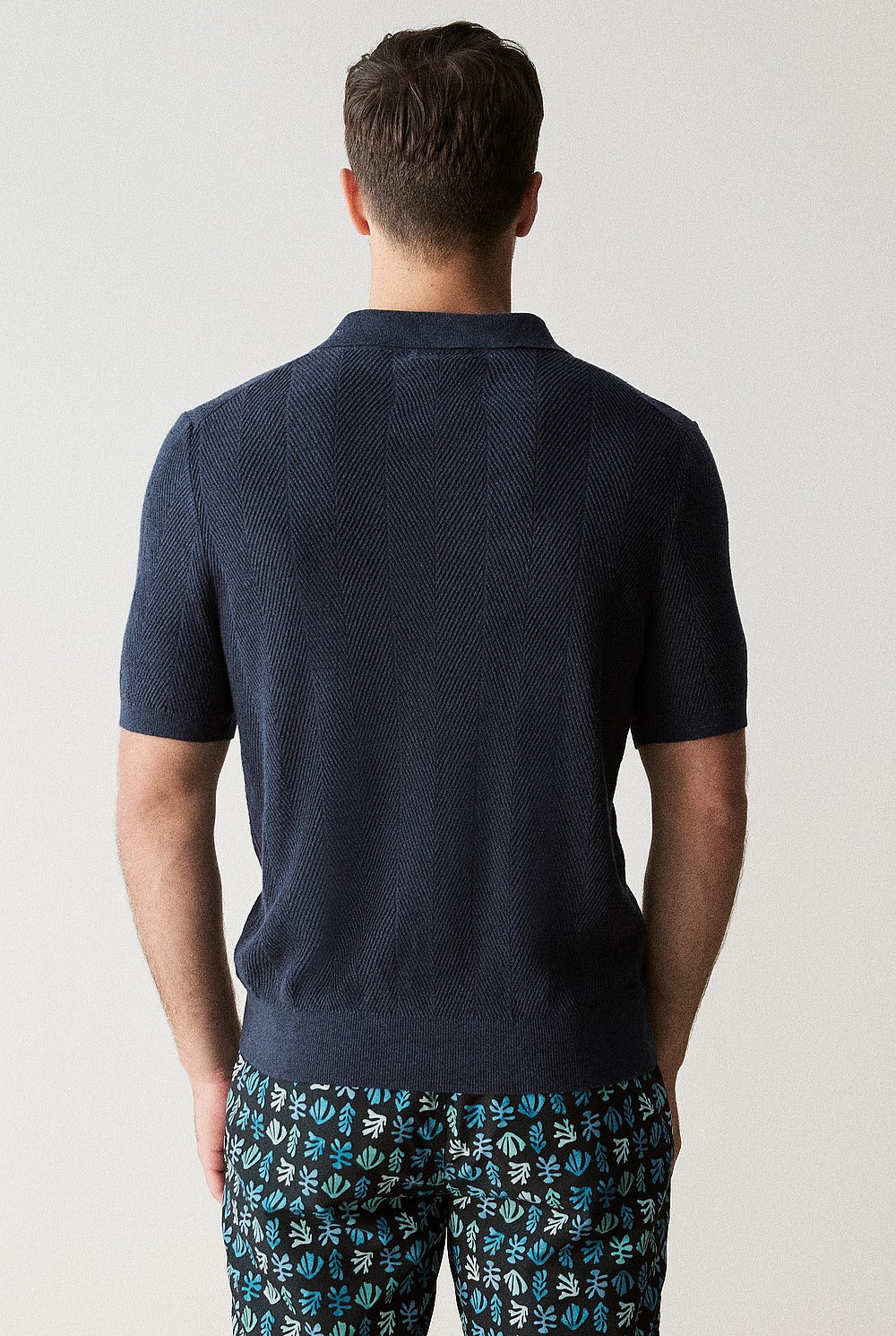 Linen Cotton Textured Stitch Polo
