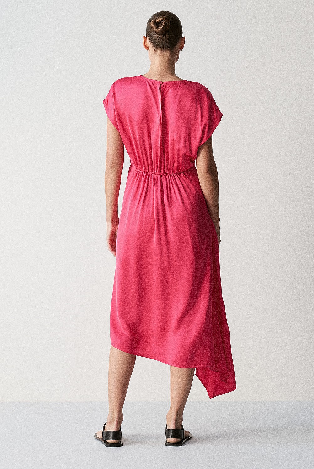 Satin Asymmetric Hem Dress