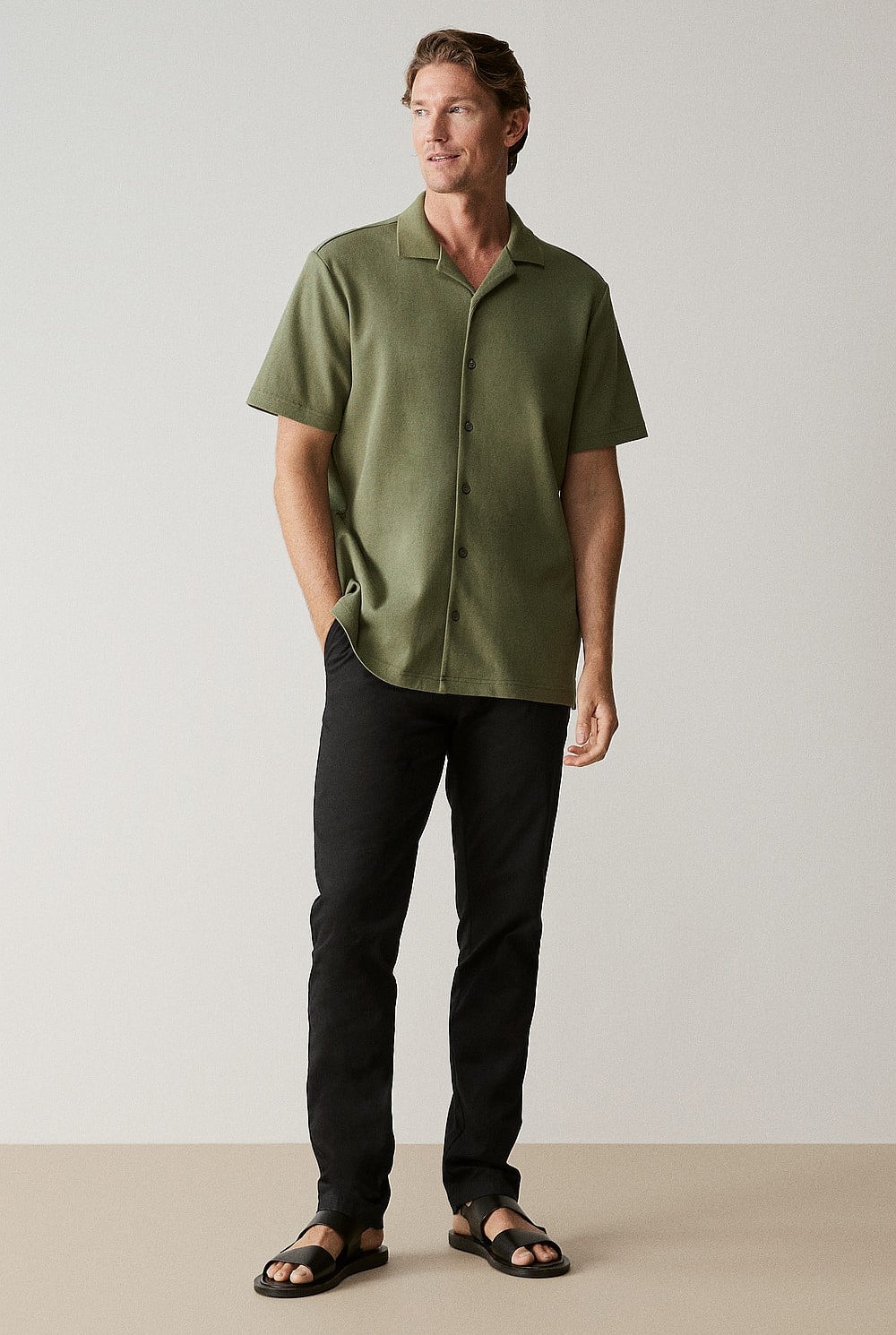 Regular Fit Cotton Blend Pique Shirt