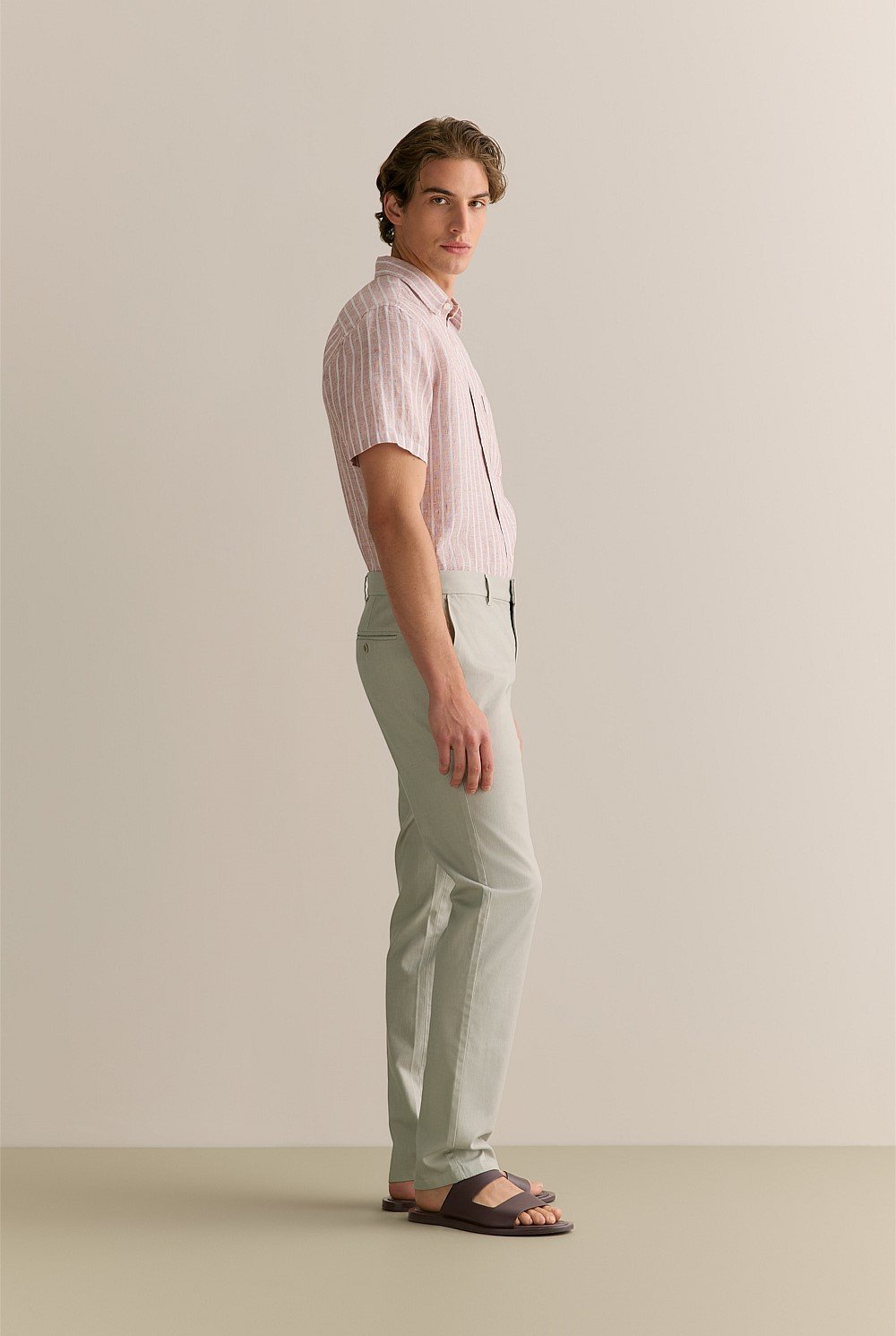 Regular Fit Yarn Dyed Cotton Dobby Chino