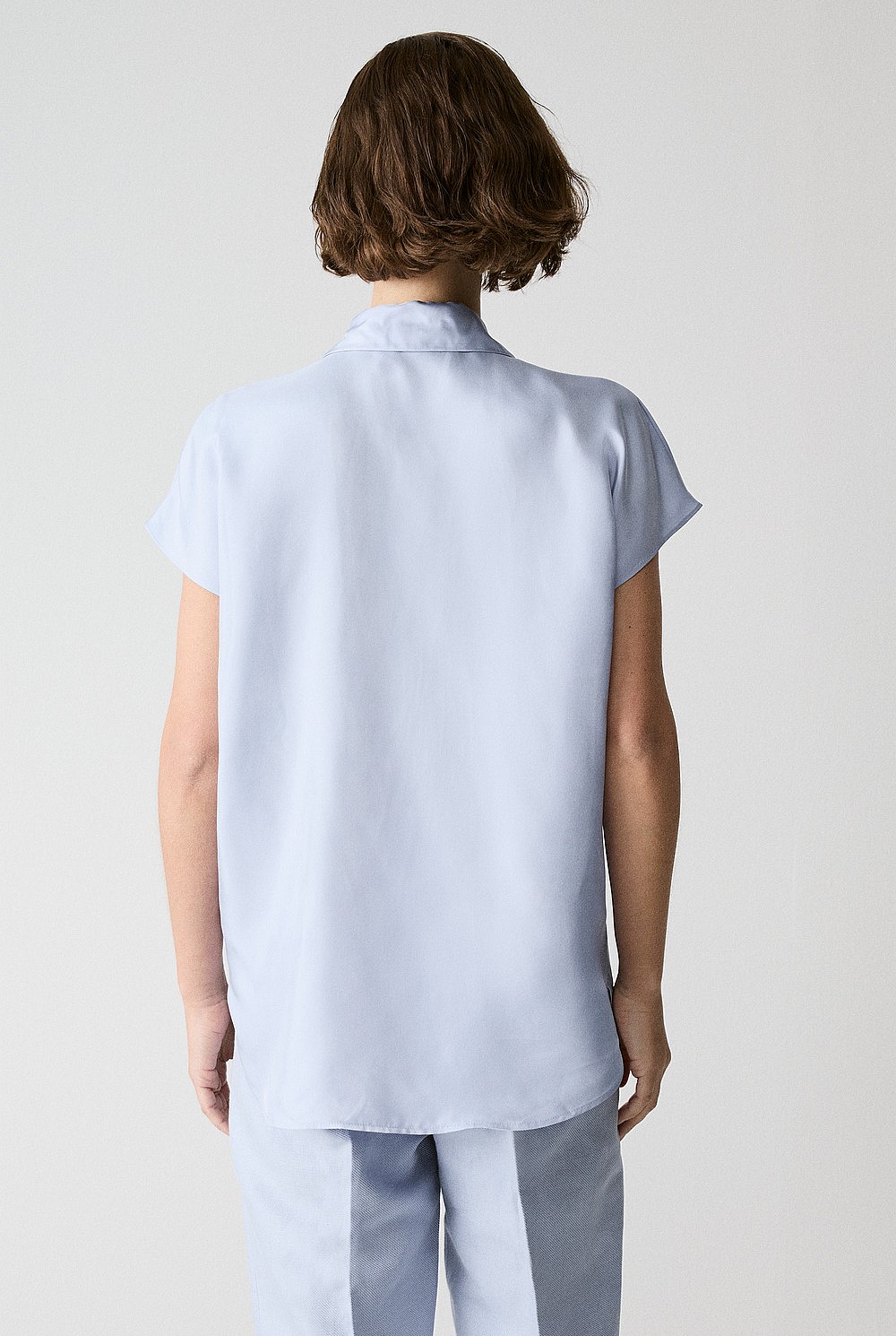 Silk Twill Cap Sleeve Shirt