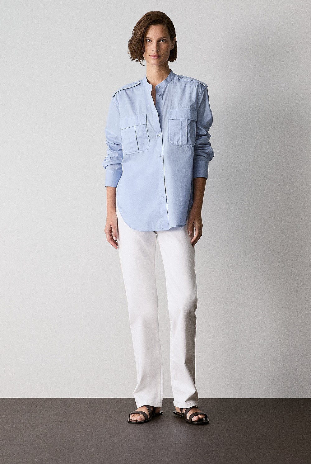 Cotton Voile Pocket Detail Shirt