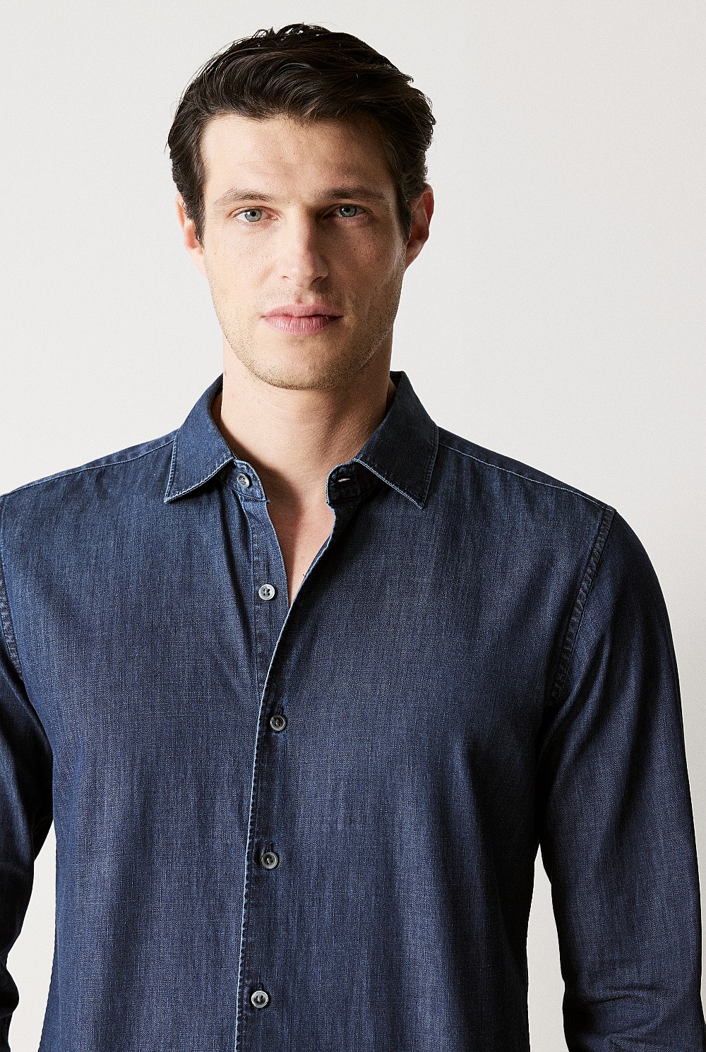 Tailored Fit Cotton Denim Shirt
