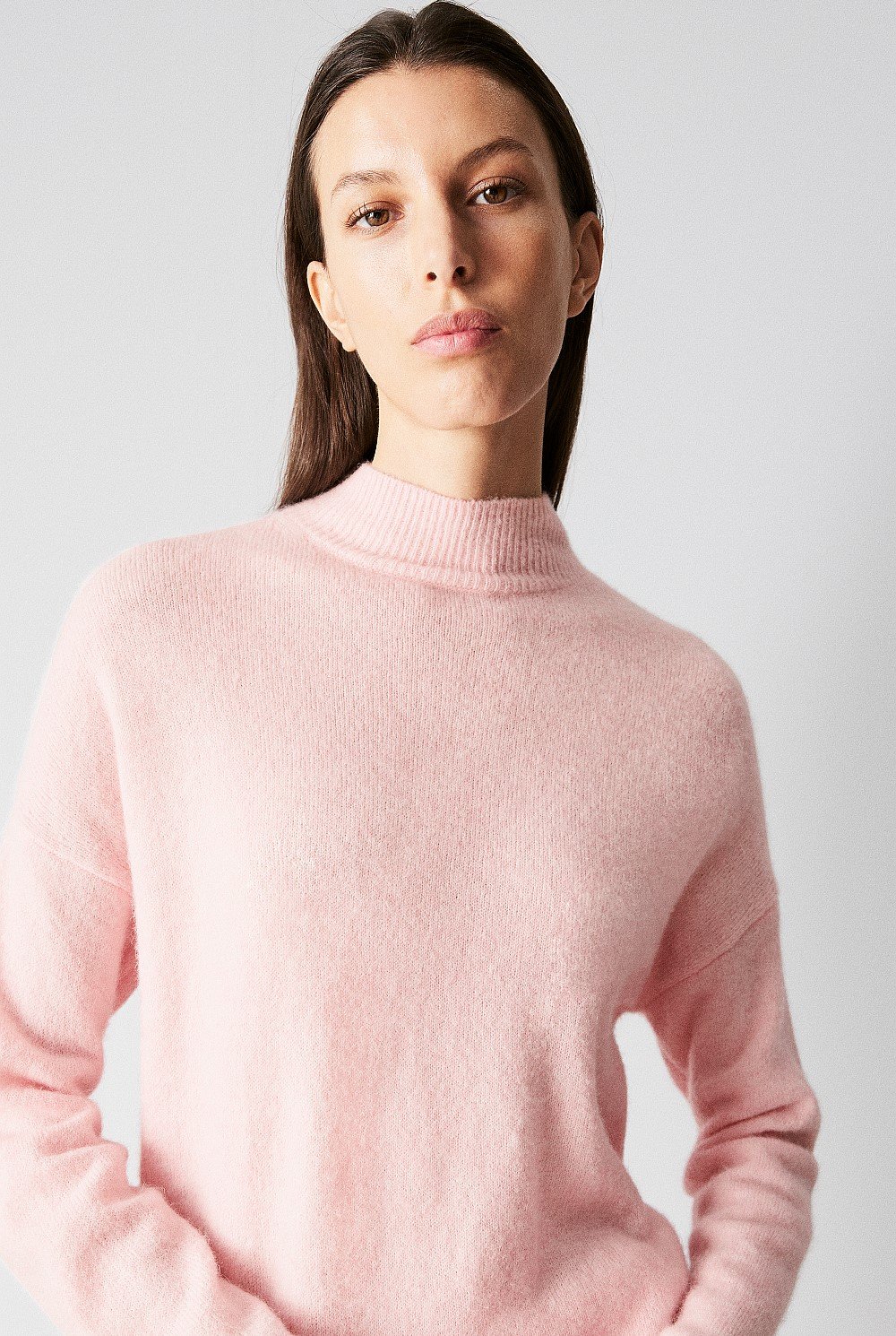 Alpaca Merino Blend Mock Neck Knit
