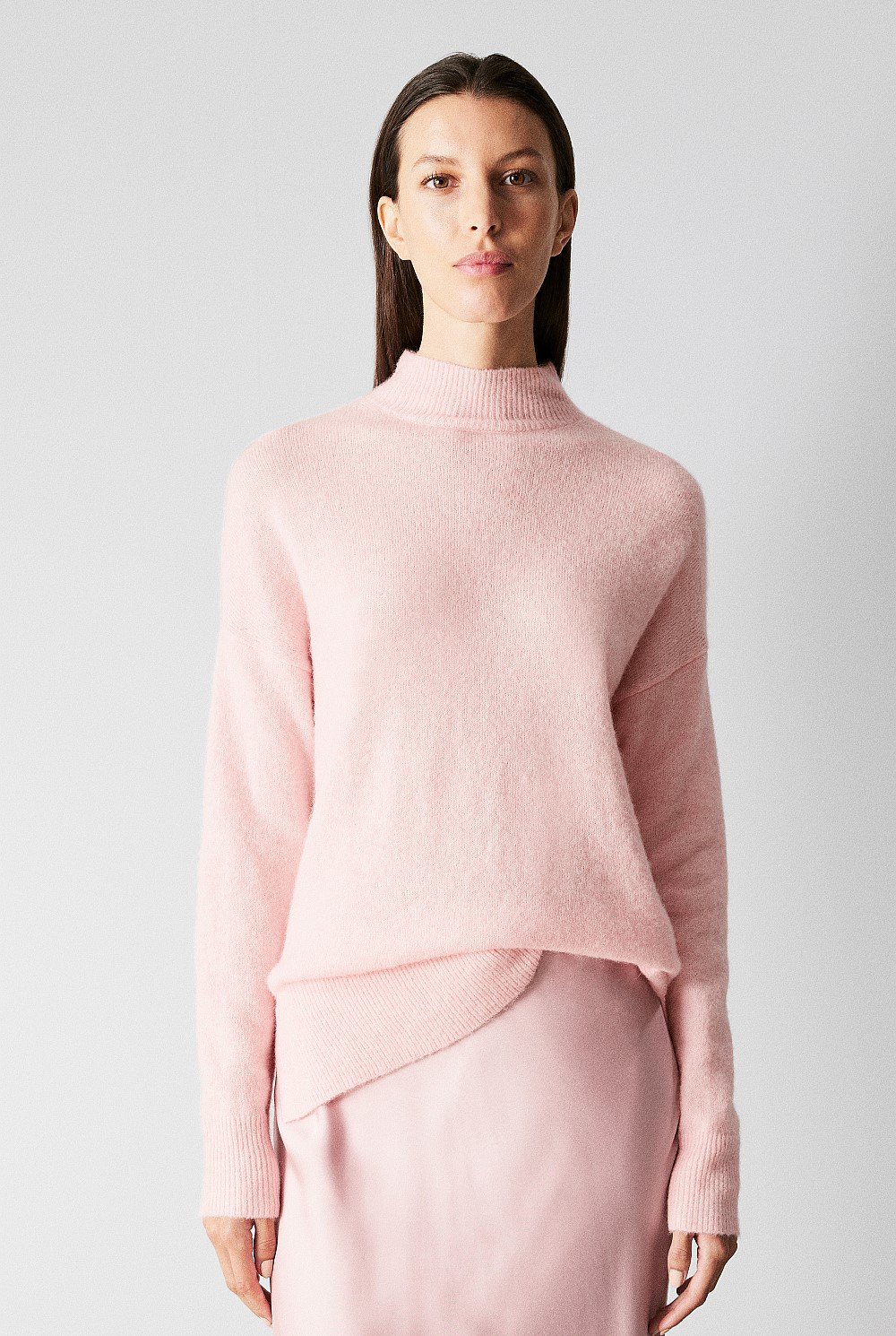Alpaca Merino Blend Mock Neck Knit