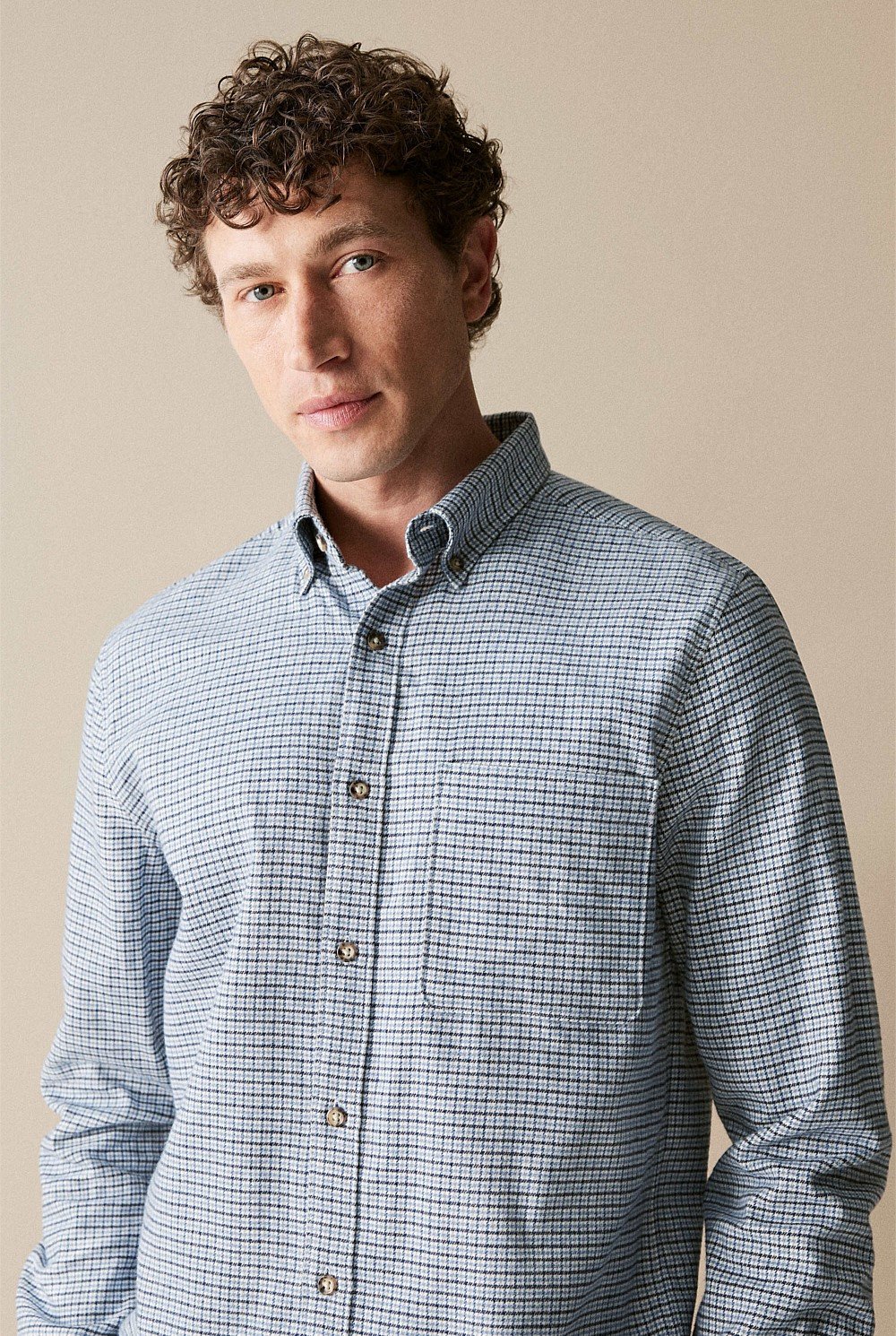 Regular Fit Brushed Cotton Estate Check Shirt