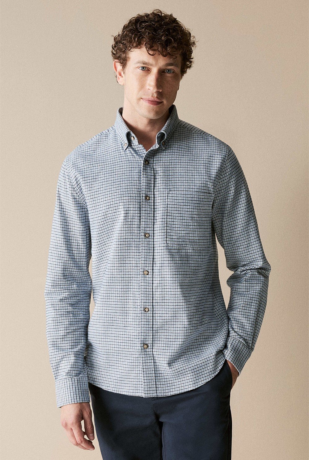 Regular Fit Brushed Cotton Estate Check Shirt