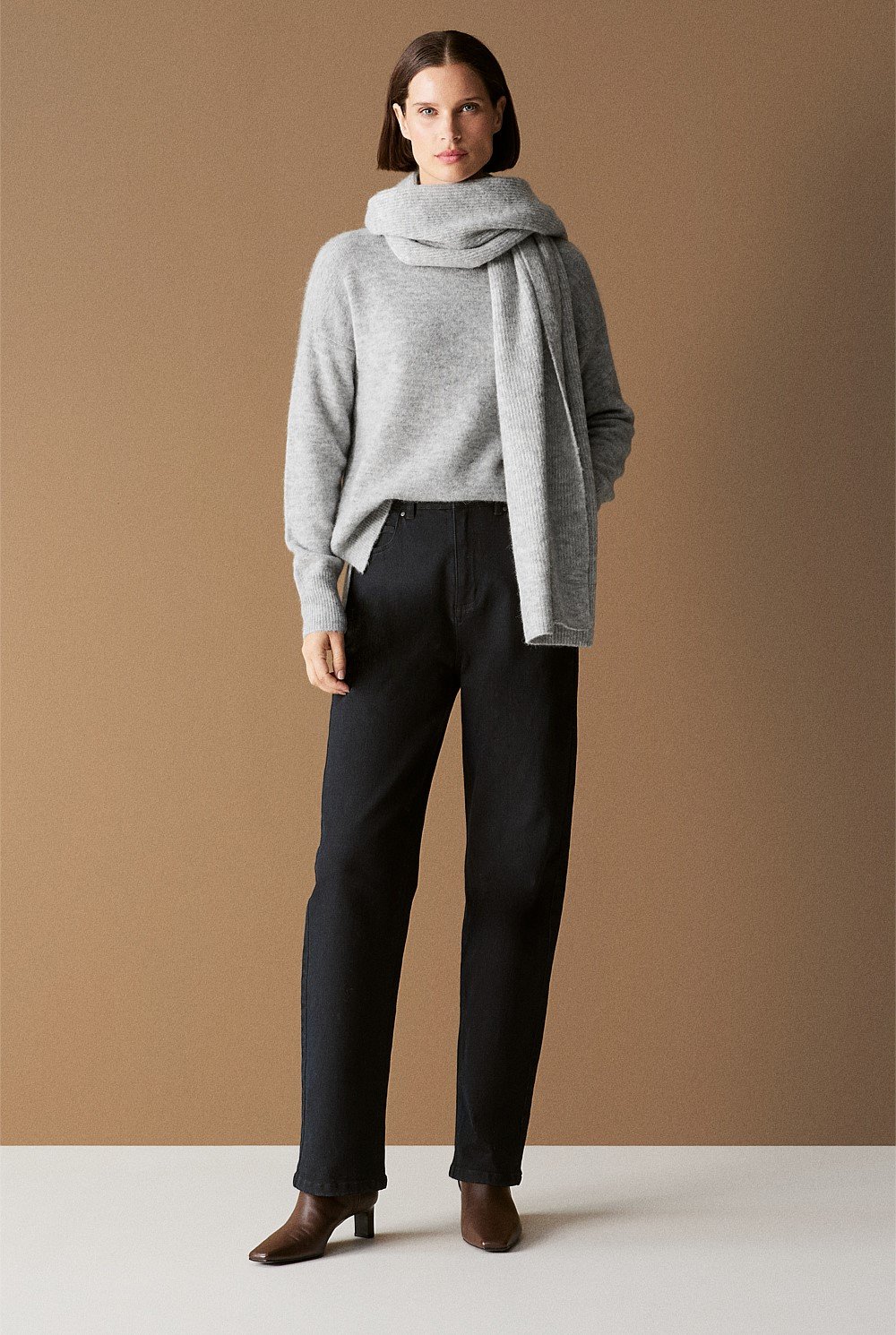 Alpaca Merino Blend Mock Neck Knit