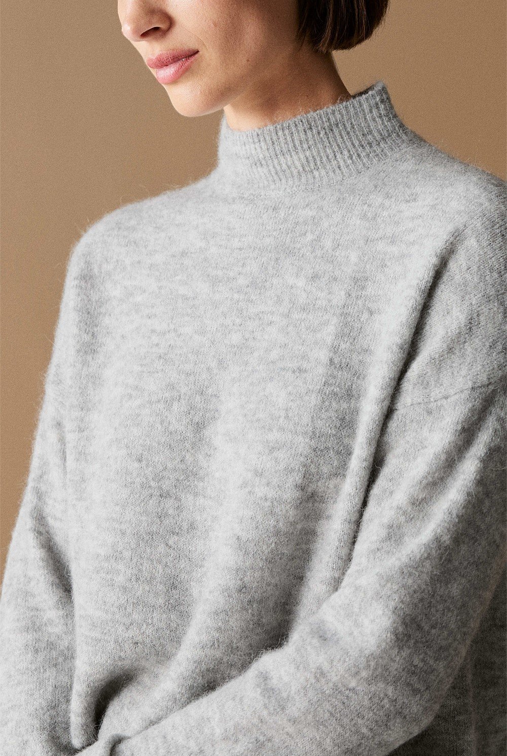 Alpaca Merino Blend Mock Neck Knit