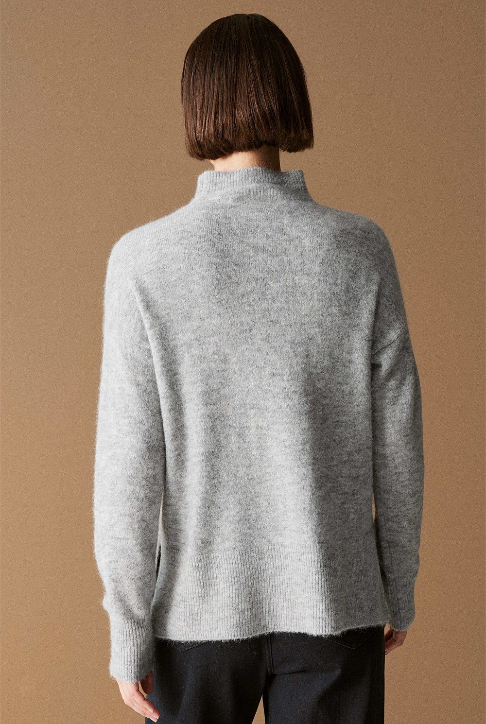 Alpaca Merino Blend Mock Neck Knit