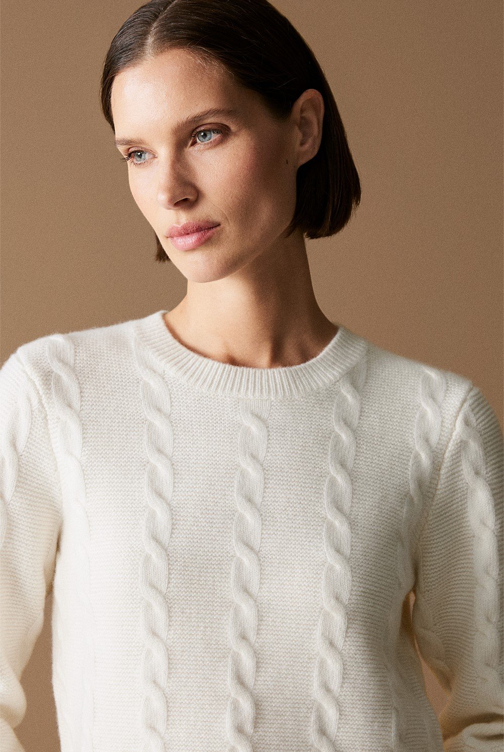 Wool Cable Knit Crew