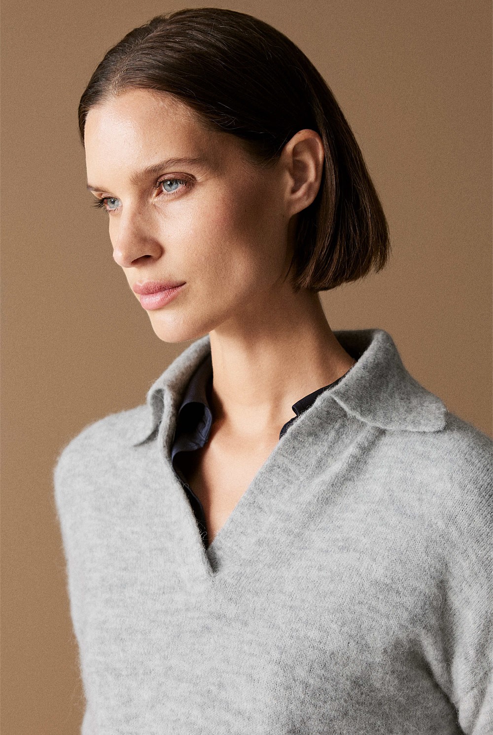 Alpaca Merino Blend Relaxed Polo Knit