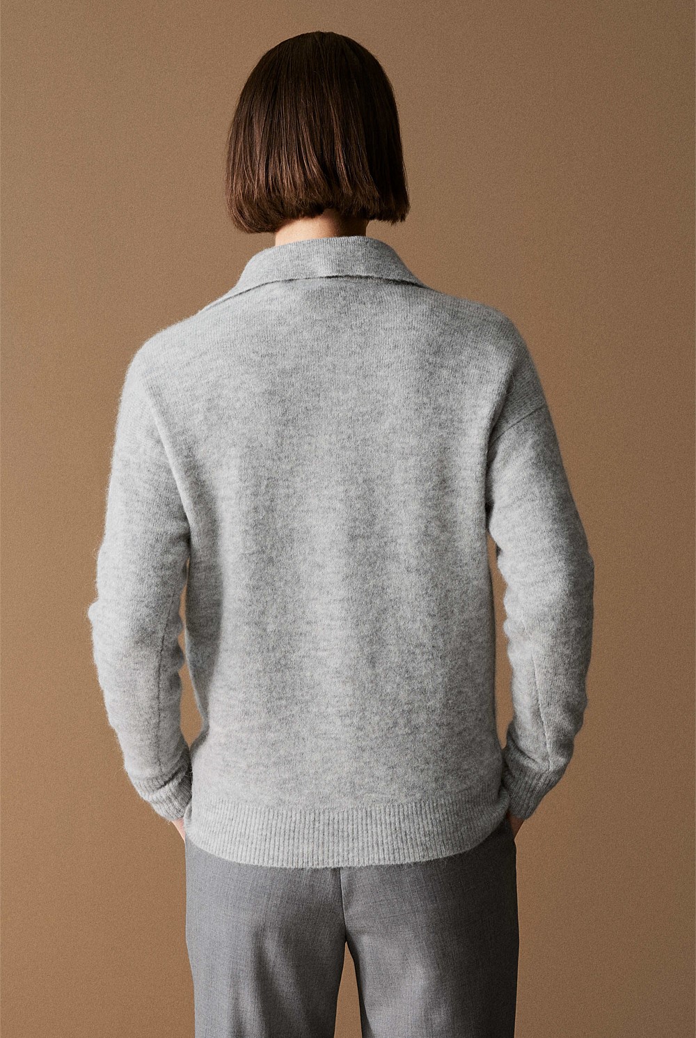 Alpaca Merino Blend Relaxed Polo Knit