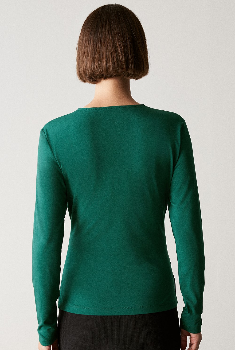 Cotton Modal Long Sleeved Wrap T-shirt