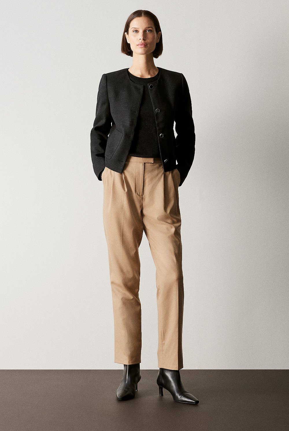 Linen Blend Metallic Cropped Jacket