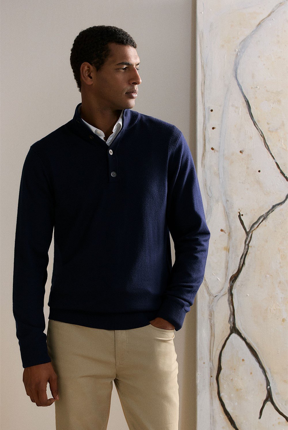 Merino Half Placket Pullover